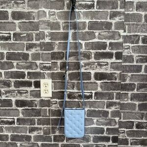 Rag & Bone Riser Leather Crossbody Phone Pouch purse light blue quilted